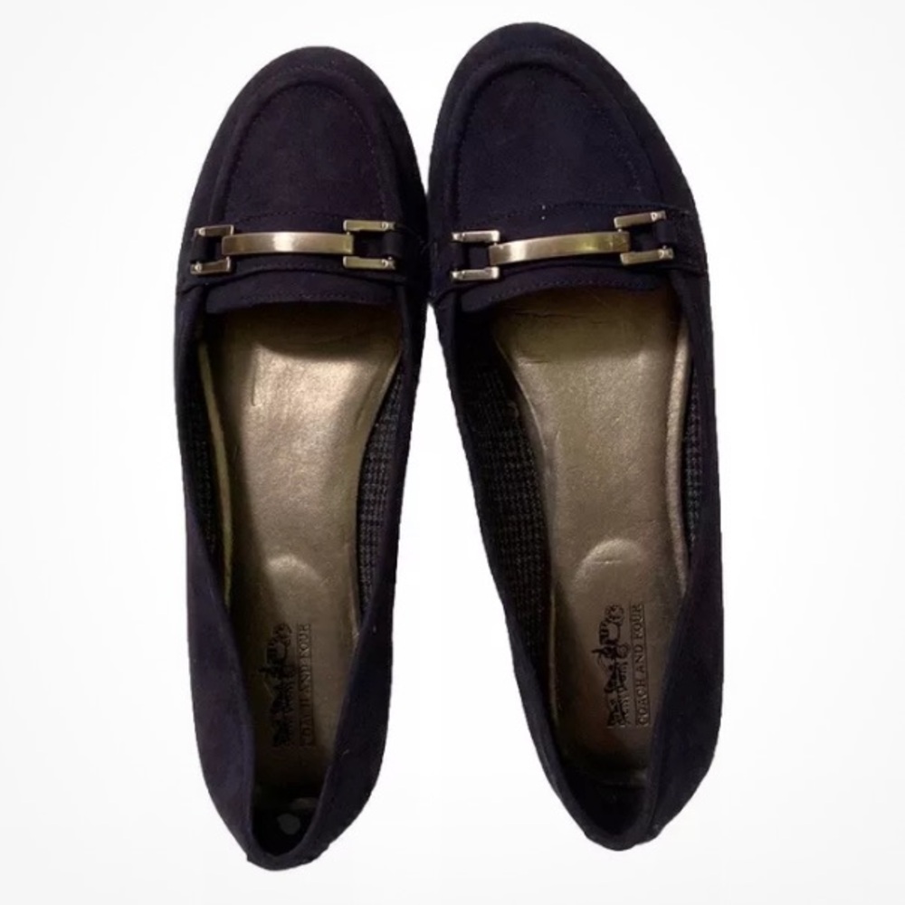 Coach and Four Navy Fabric Loafers Flat Shoes sz 10